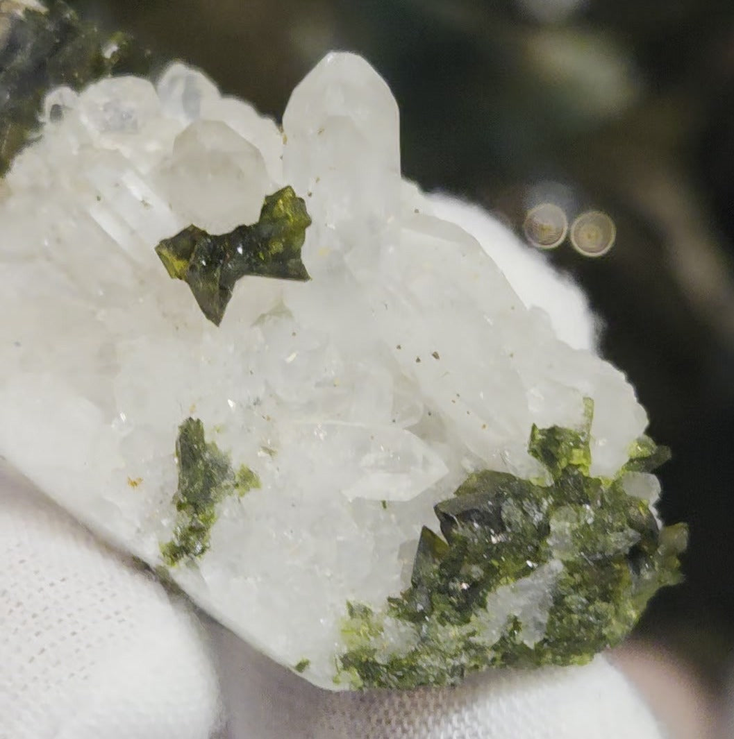 Epidote and quartz on matrix specimen