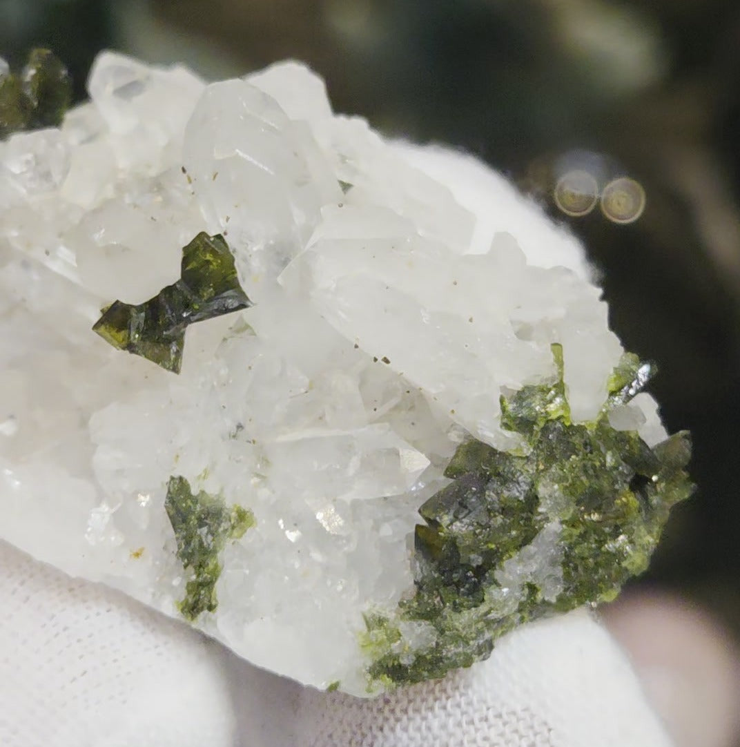 Epidote and quartz on matrix specimen