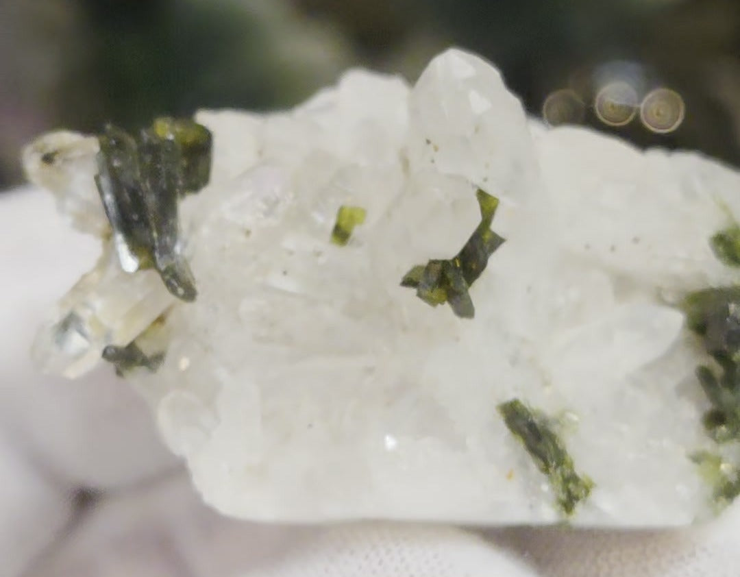 Epidote and quartz on matrix specimen