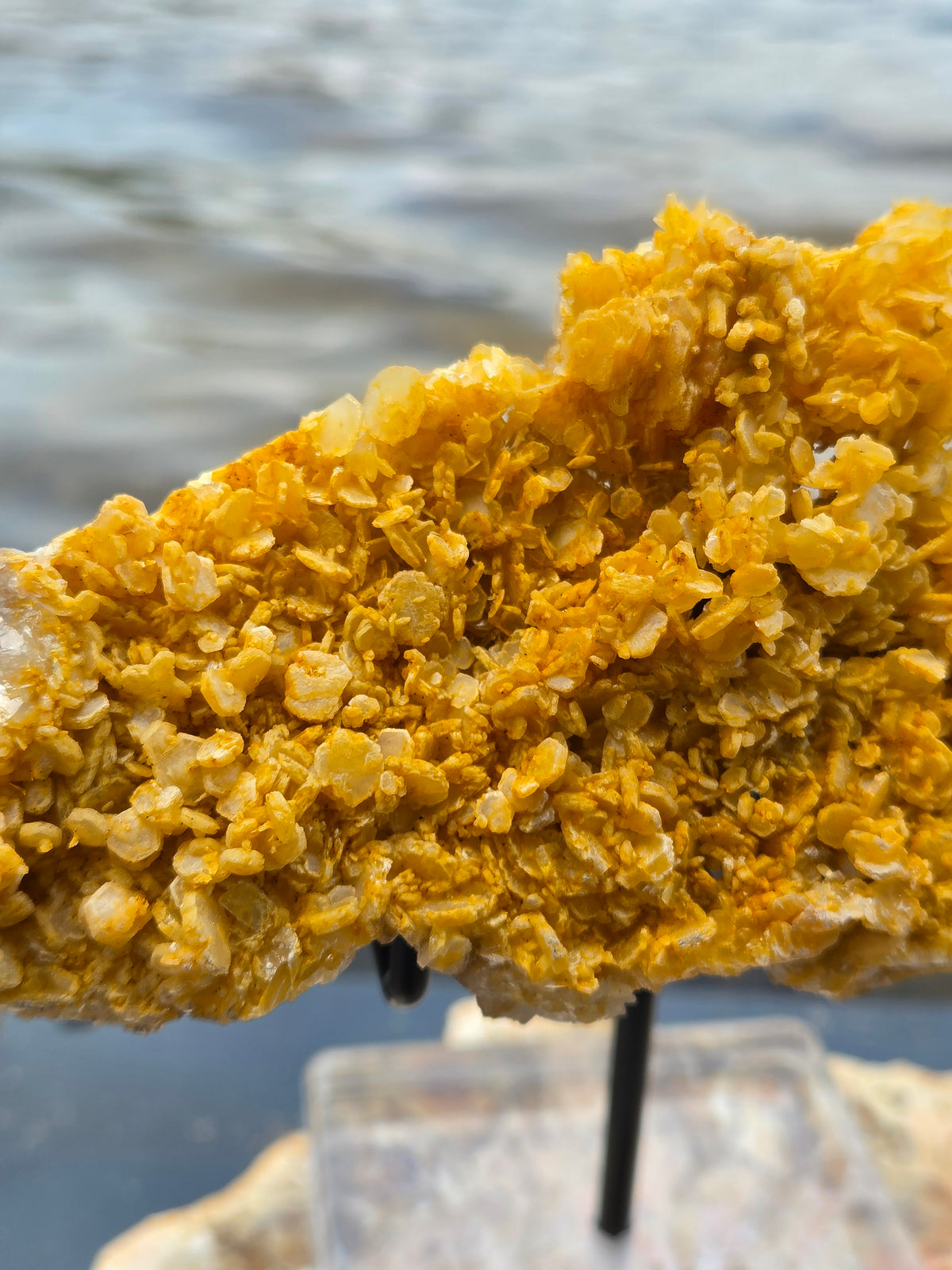 Large Golden Calcite Crystal Cluster | Large Orange Calcite Mineral Specimen