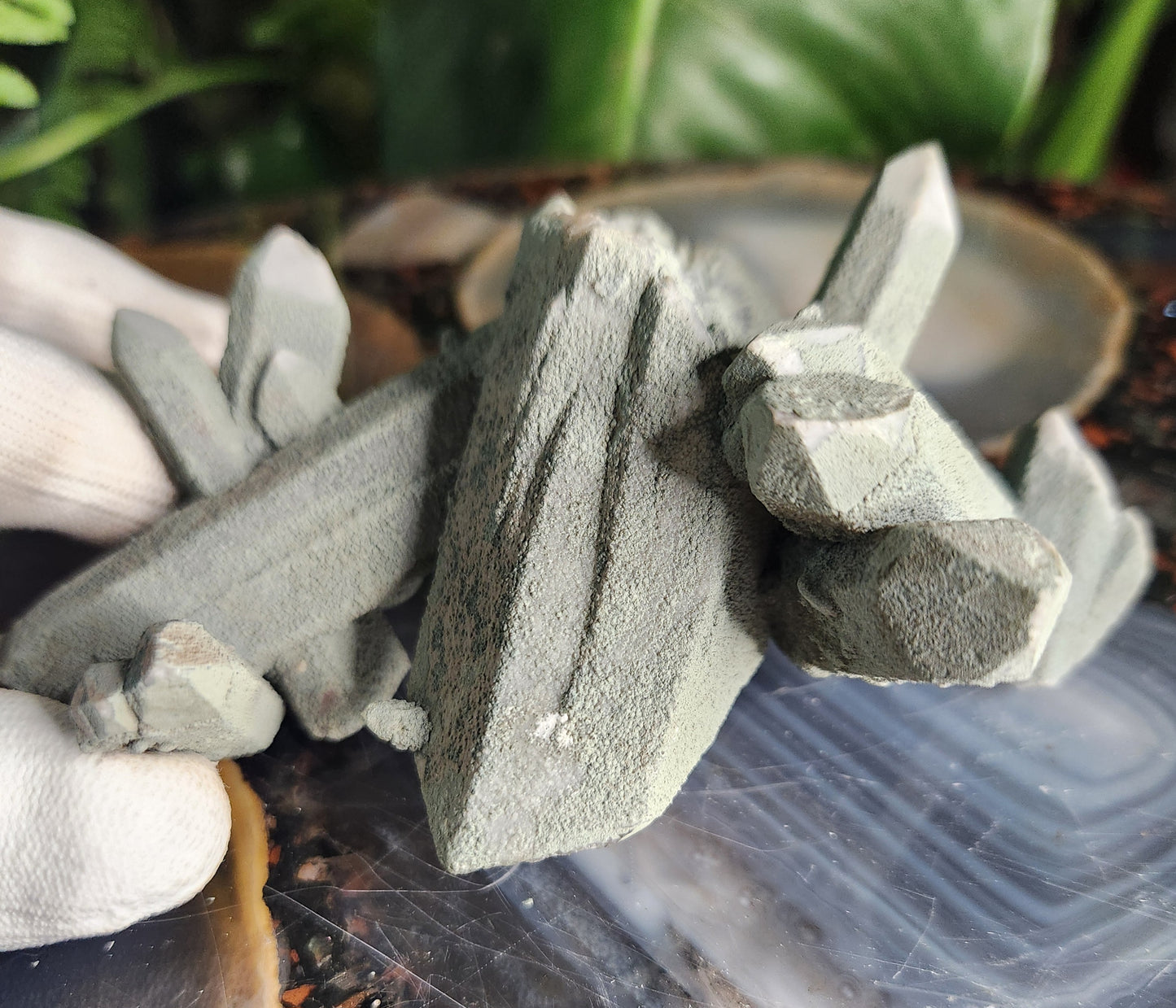 Chlorite-Coated Quartz Cluster • Rare Velvety Green Growth • Natural Formation