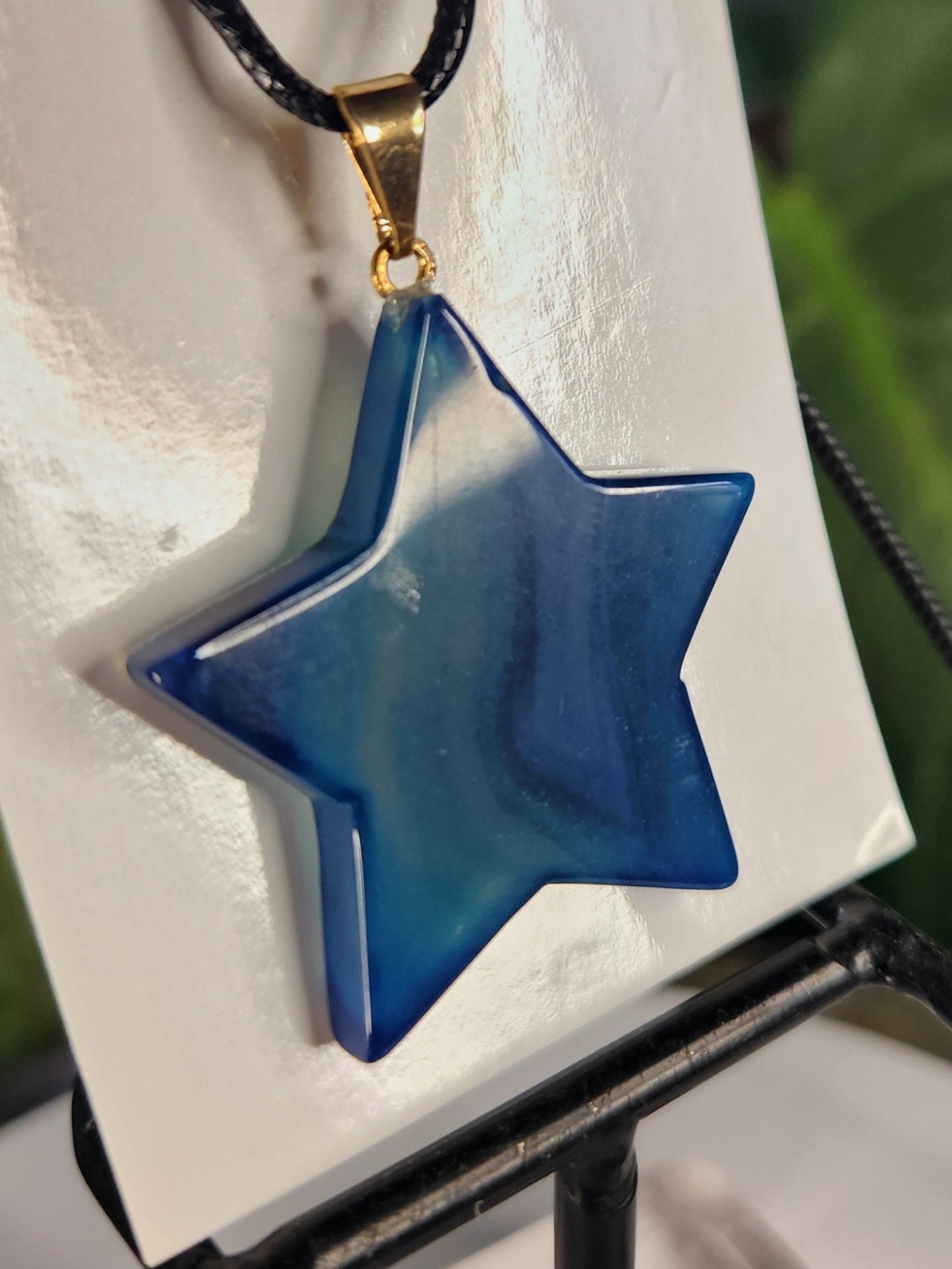 Blue Agate Star Crystal Necklace | Star Shaped Agate Pendant | Blue Crystal Necklace | Celestial Jewelry | Gift for Her