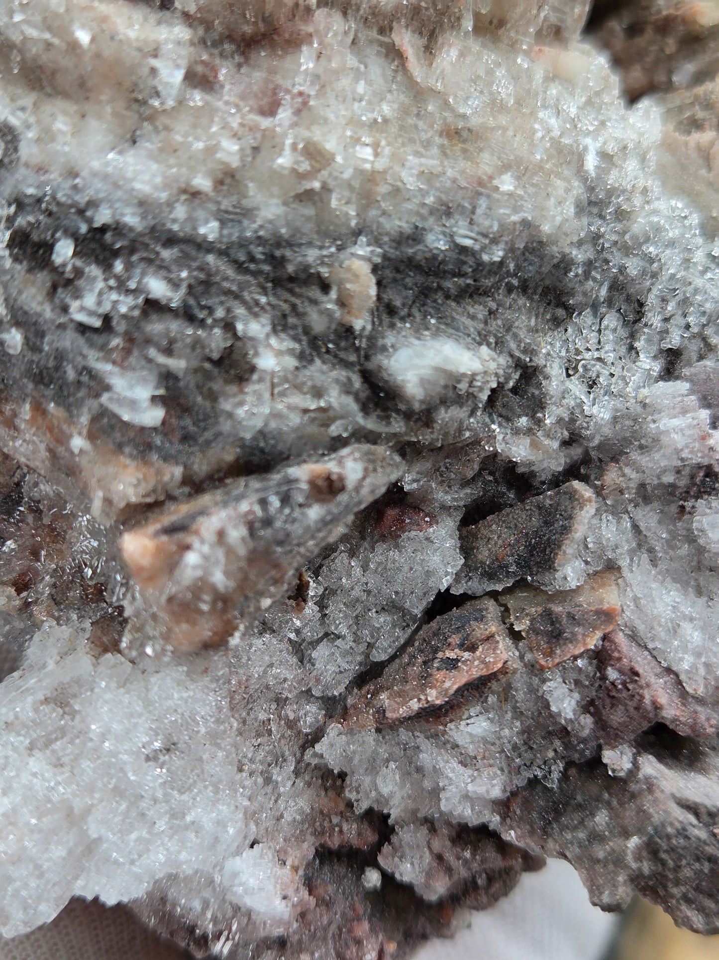 Large Dogtooth Calcite Crystal Cluster with Quartz Druzy & Sphalerite