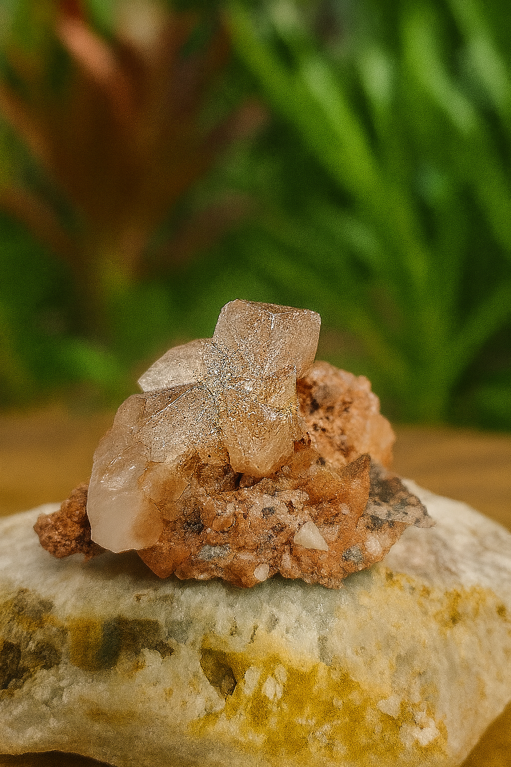 Natural Red Phantom Calcite Crystal Cluster on Matrix – Rare Red Phantom Formation | Raw Mineral Specimen | Healing Stone | Collector Crystal