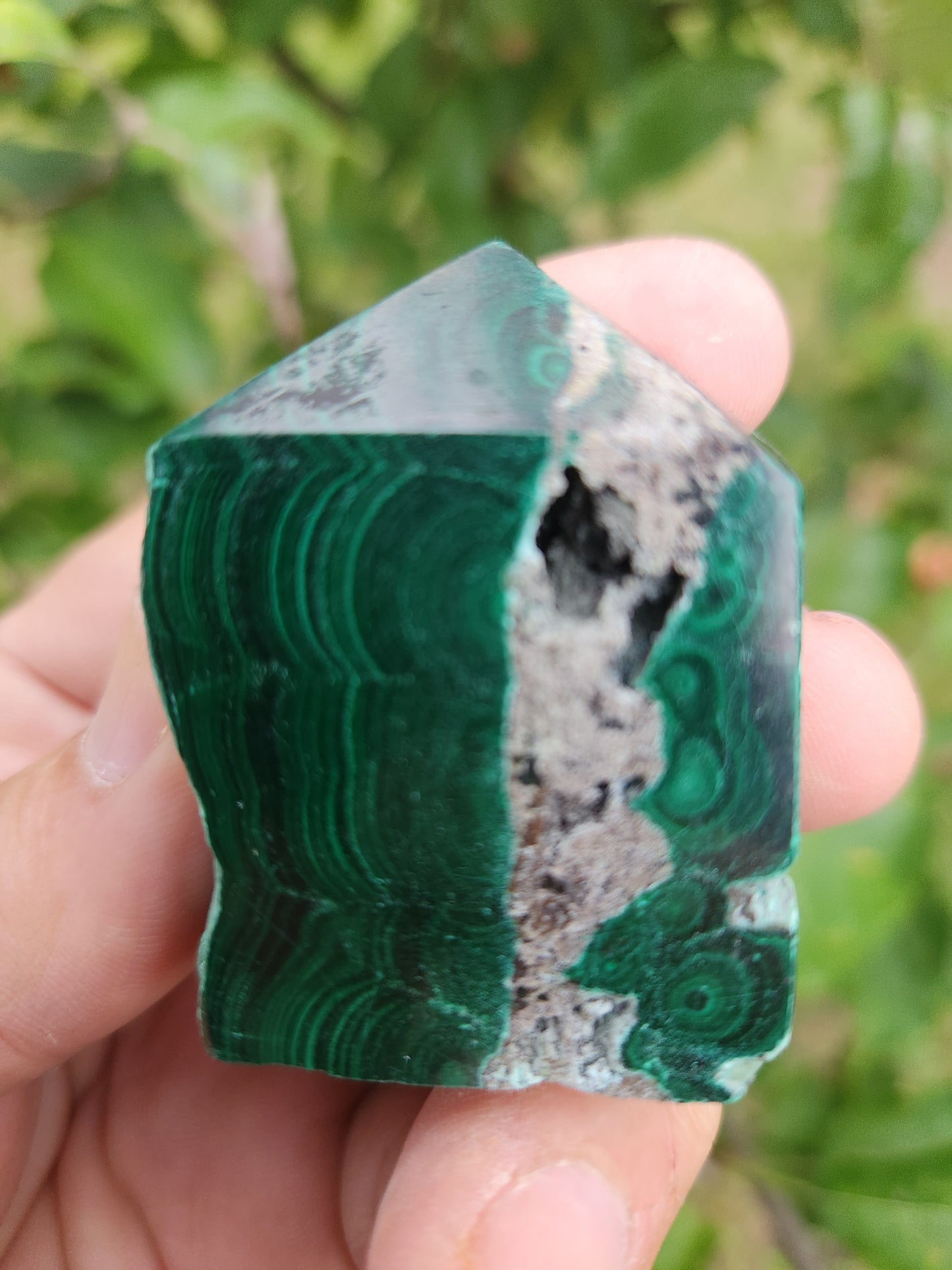 Malachite Tower Polished and Natural Facets - Powerful Stone of Transformation and Protection.