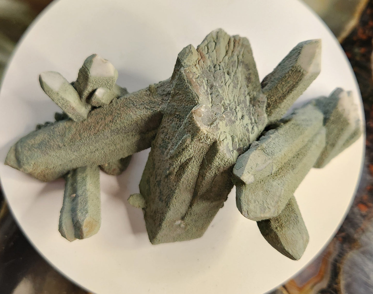 Chlorite-Coated Quartz Cluster • Rare Velvety Green Growth • Natural Formation