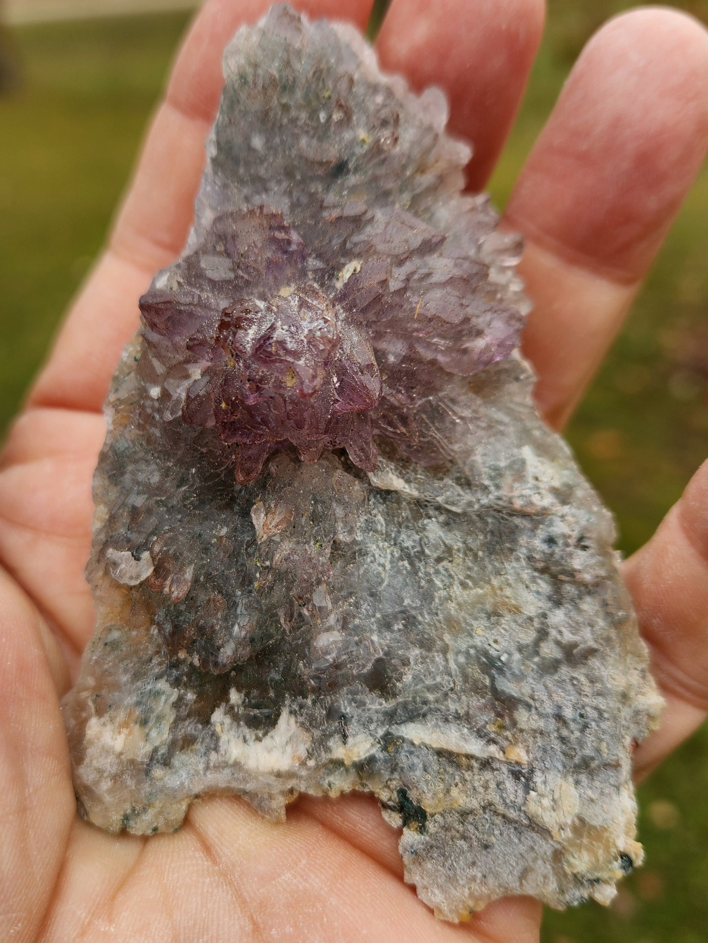 Brazilian Zeolite with Purple Quartz Flower • Rare Amethyst Rosette on Matrix • High-Vibration Cleansing Crystal • Collector Mineral Specimen