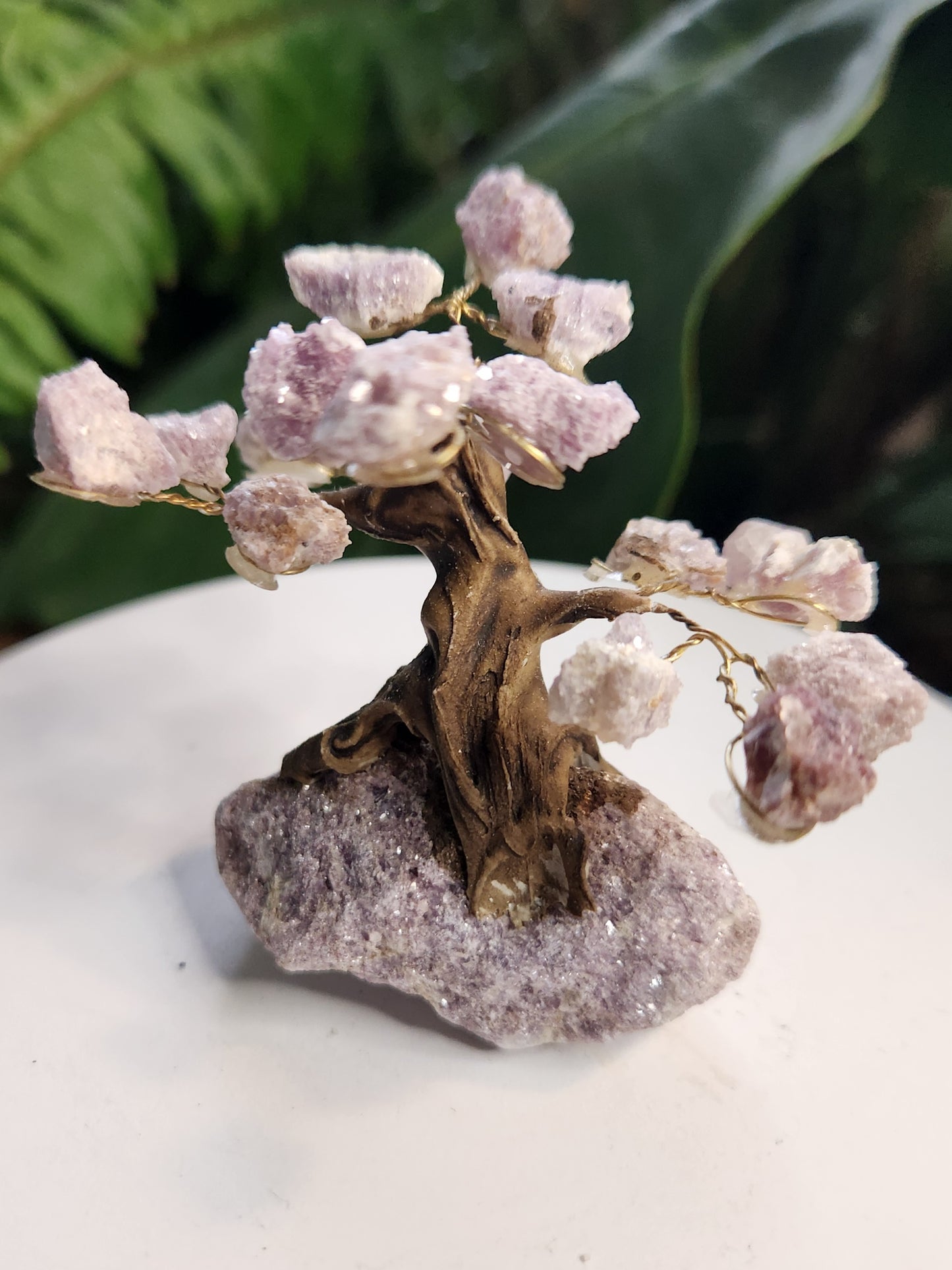 Handmade Lepidolite (Lithium Mica) Crystal Tree on Lepidolite Base | Natural Purple Lithium Mica Gemstone Tree | Calming Crystal Decor