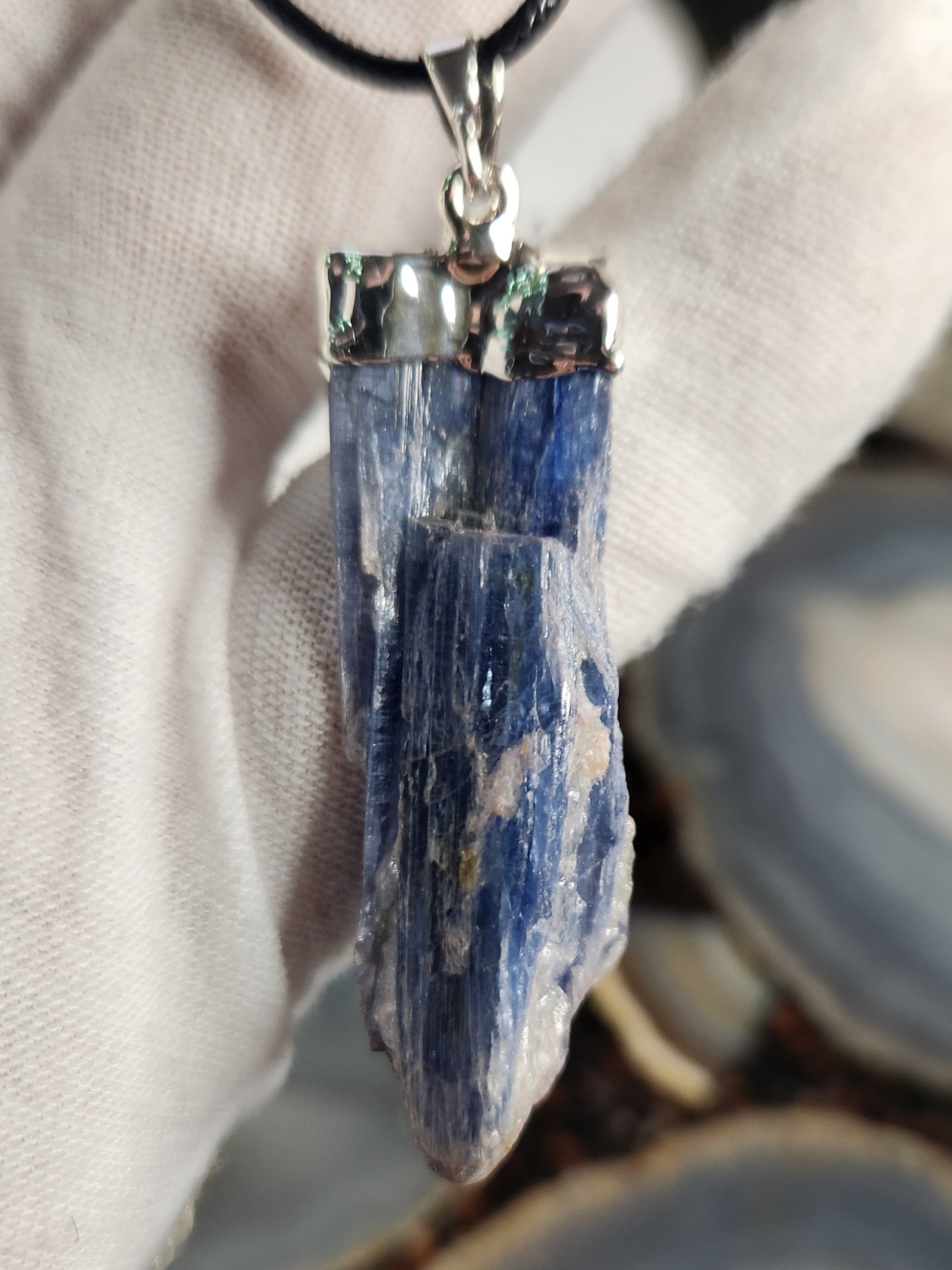 Natural Blue Kyanite Crystal Necklace | Raw Kyanite Pendant | Healing Crystal Necklace | Boho Stone Jewelry