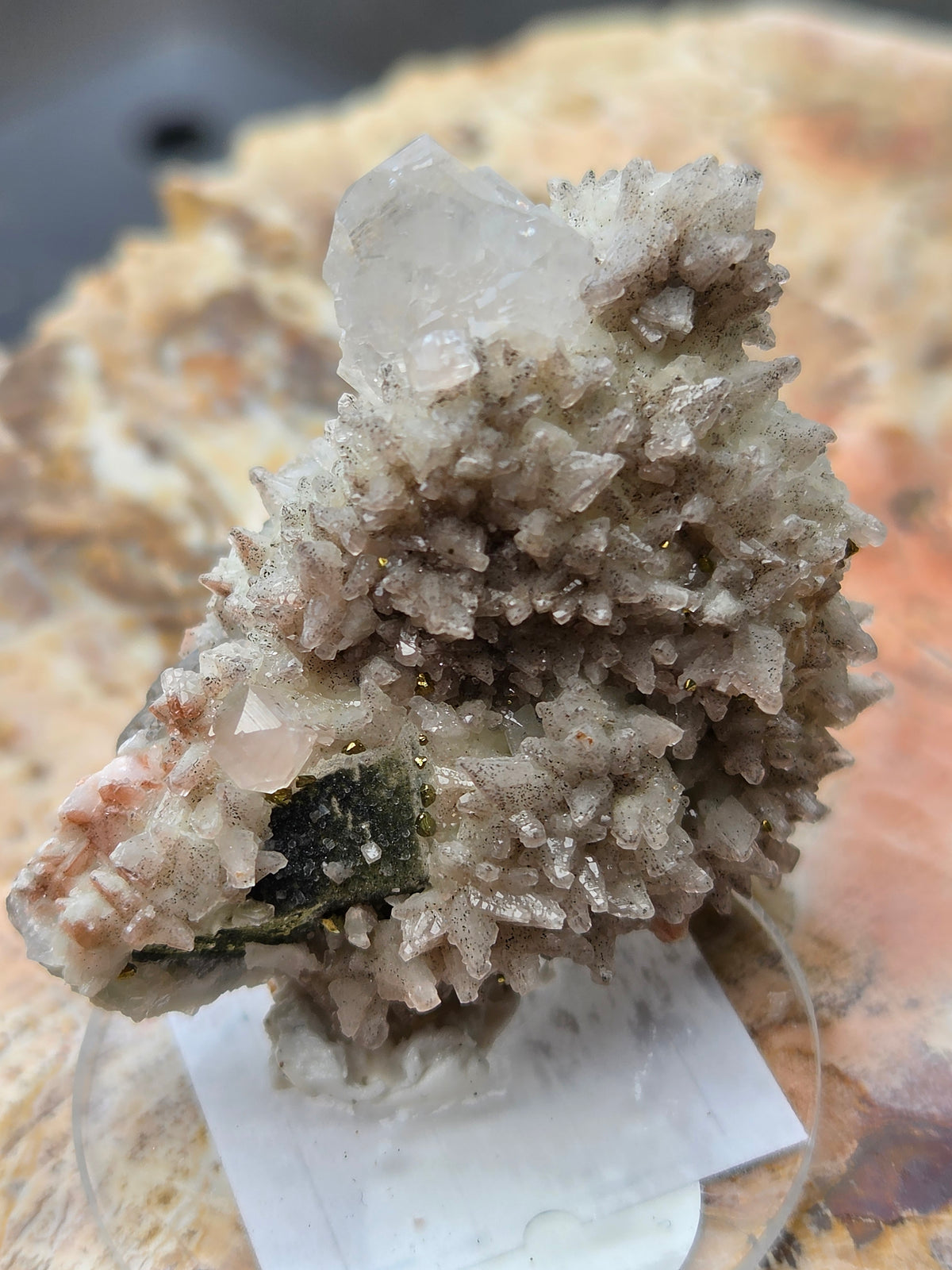 Calcite with Pyrite & Dogtooth Calcite Crystal Cluster
