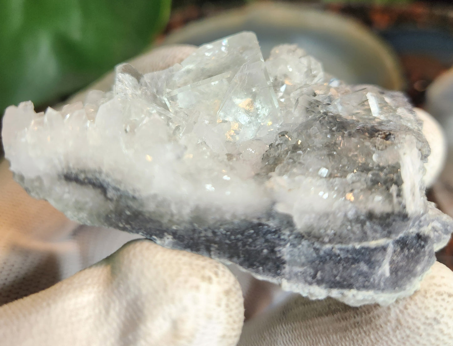 Uv Reactive Fluorite On Matrix With Large Cubic Fluorite Crystal | Collector Specimen