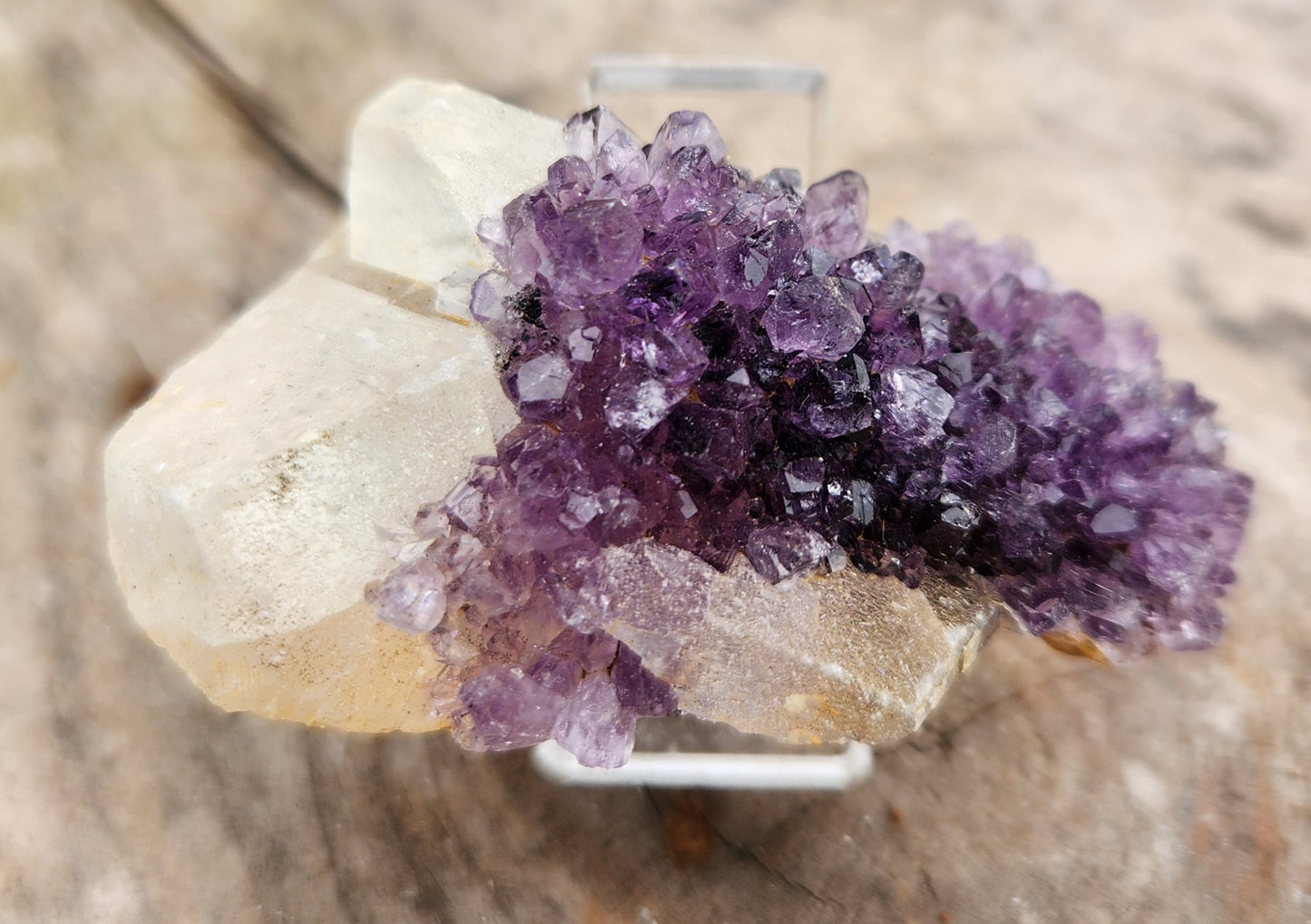 Stunning Dark Purple Brazil Amethyst with Large Calcite Crystal – Collector Grade Healing Stone for Home Décor & Energy Work