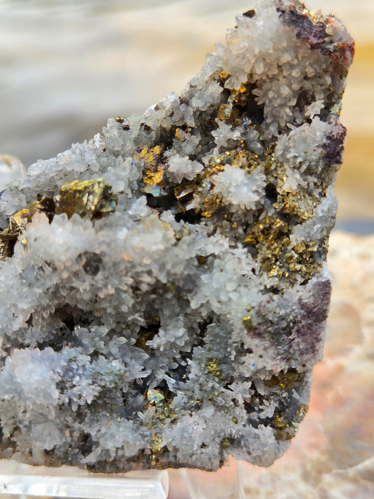 Flower Quartz with Pyrite on Sphalerite | Quartz Crystal Cluster