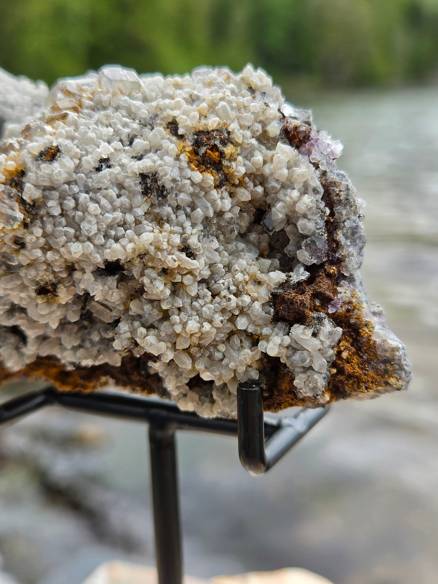Fluorite with Quartz & Calcite on Sphalerite | Purple Fluorite Crystal Cluster