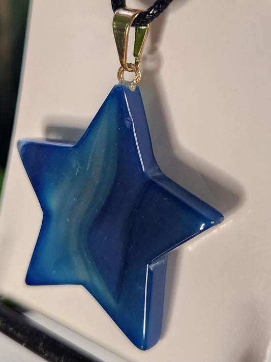 Blue Agate Star Crystal Necklace | Star Shaped Agate Pendant | Blue Crystal Necklace | Celestial Jewelry | Gift for Her