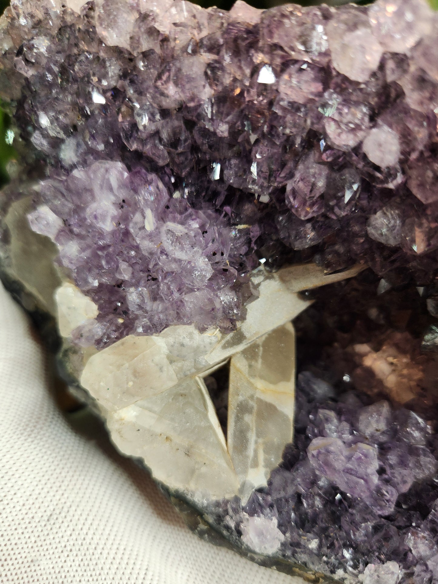 Stunning large Amethyst Crystal Geode with Calcite & Amethyst Flower | Rare Floral Quartz Formation