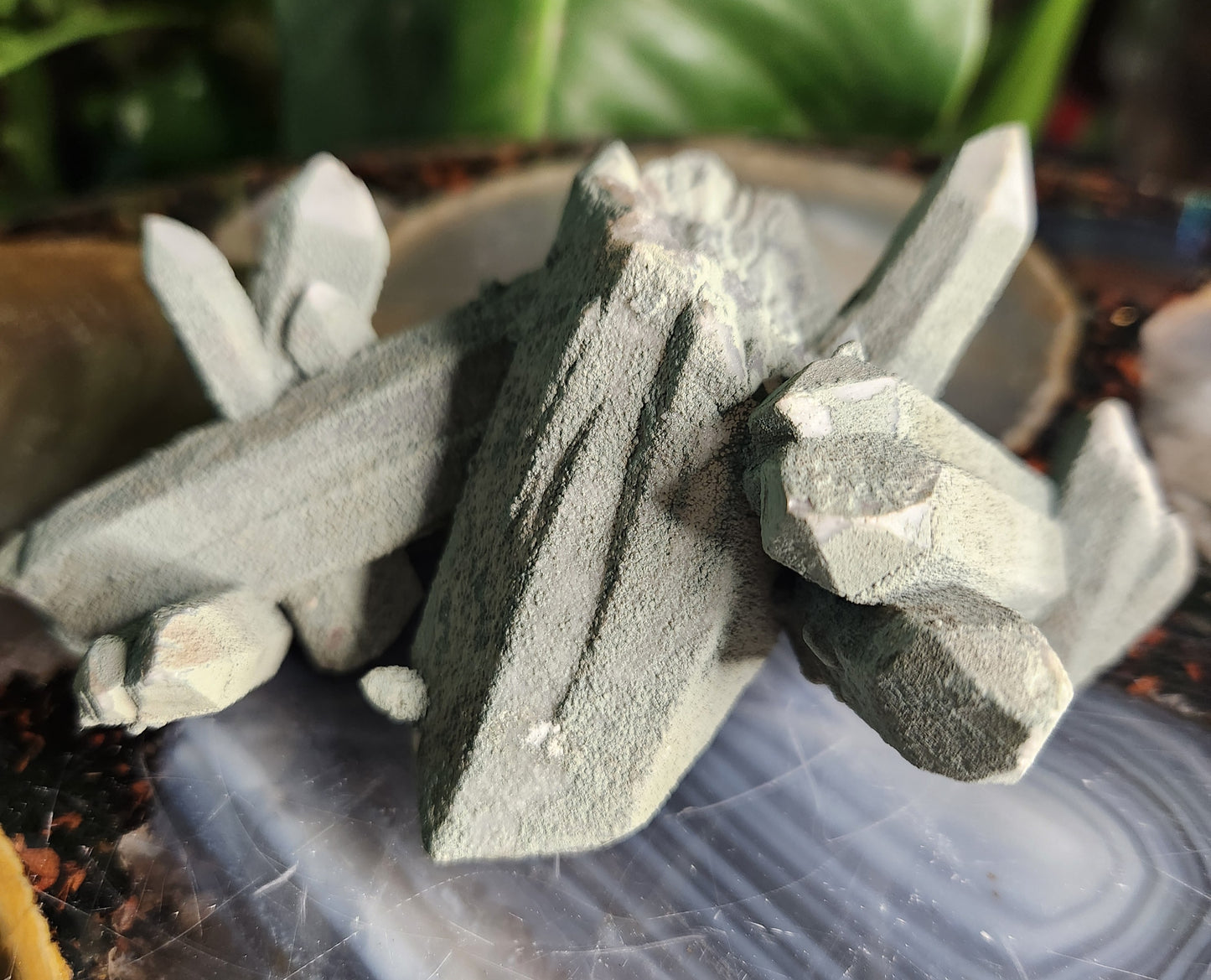 Chlorite-Coated Quartz Cluster • Rare Velvety Green Growth • Natural Formation
