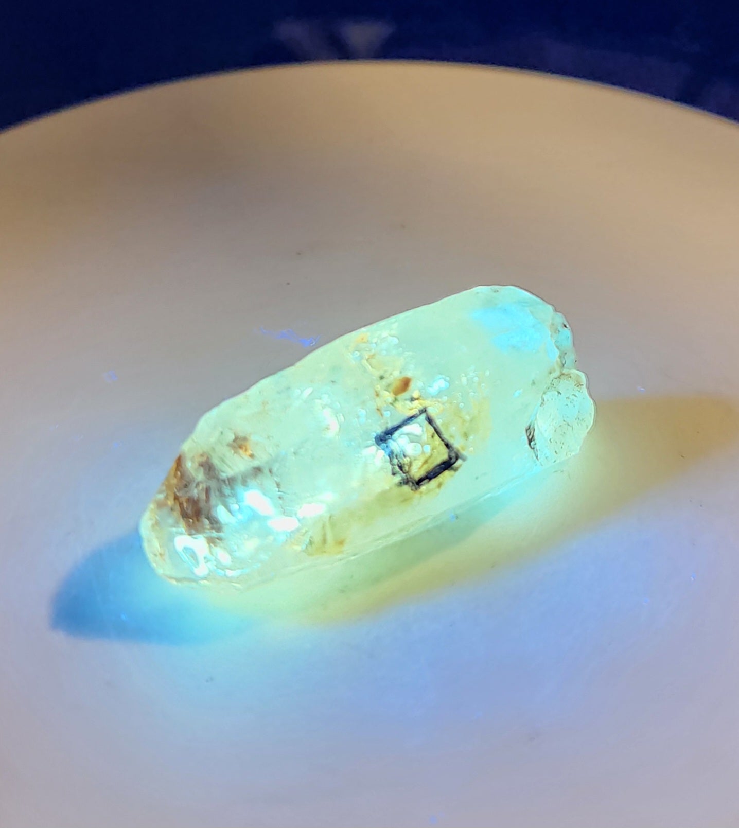 Petroleum Quartz Crystal with Enhydro – Intense UV Reactive Specimen | Collector Mineral & Energy Stone