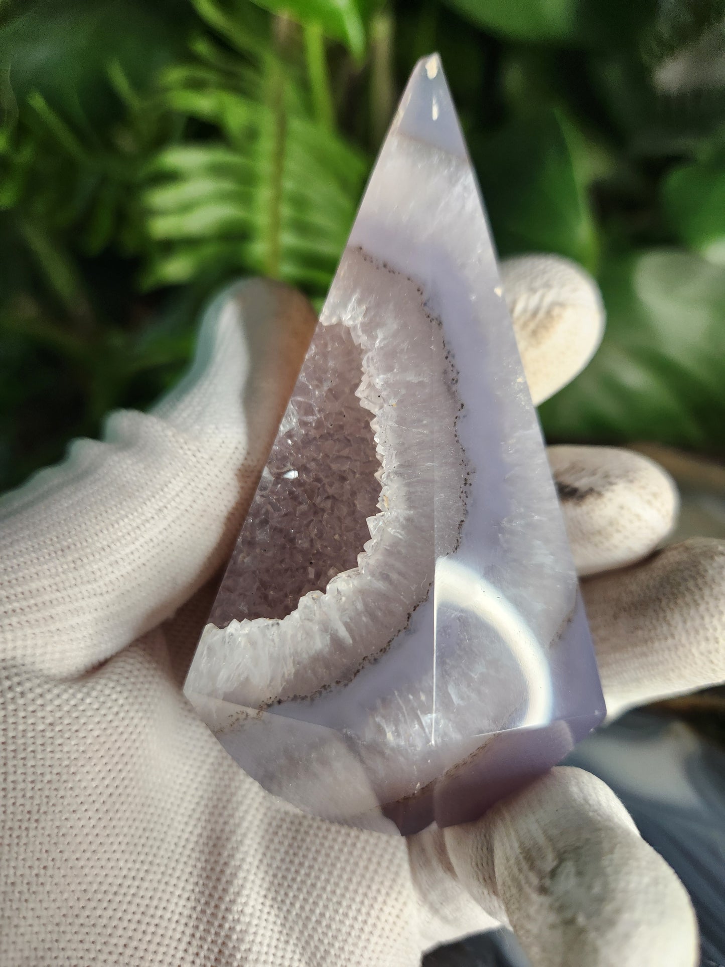 Agate Geode Tower • Diamond Shaped Druzy Point • Natural Quartz Geode • Collector Mineral & Crystal Healing Décor