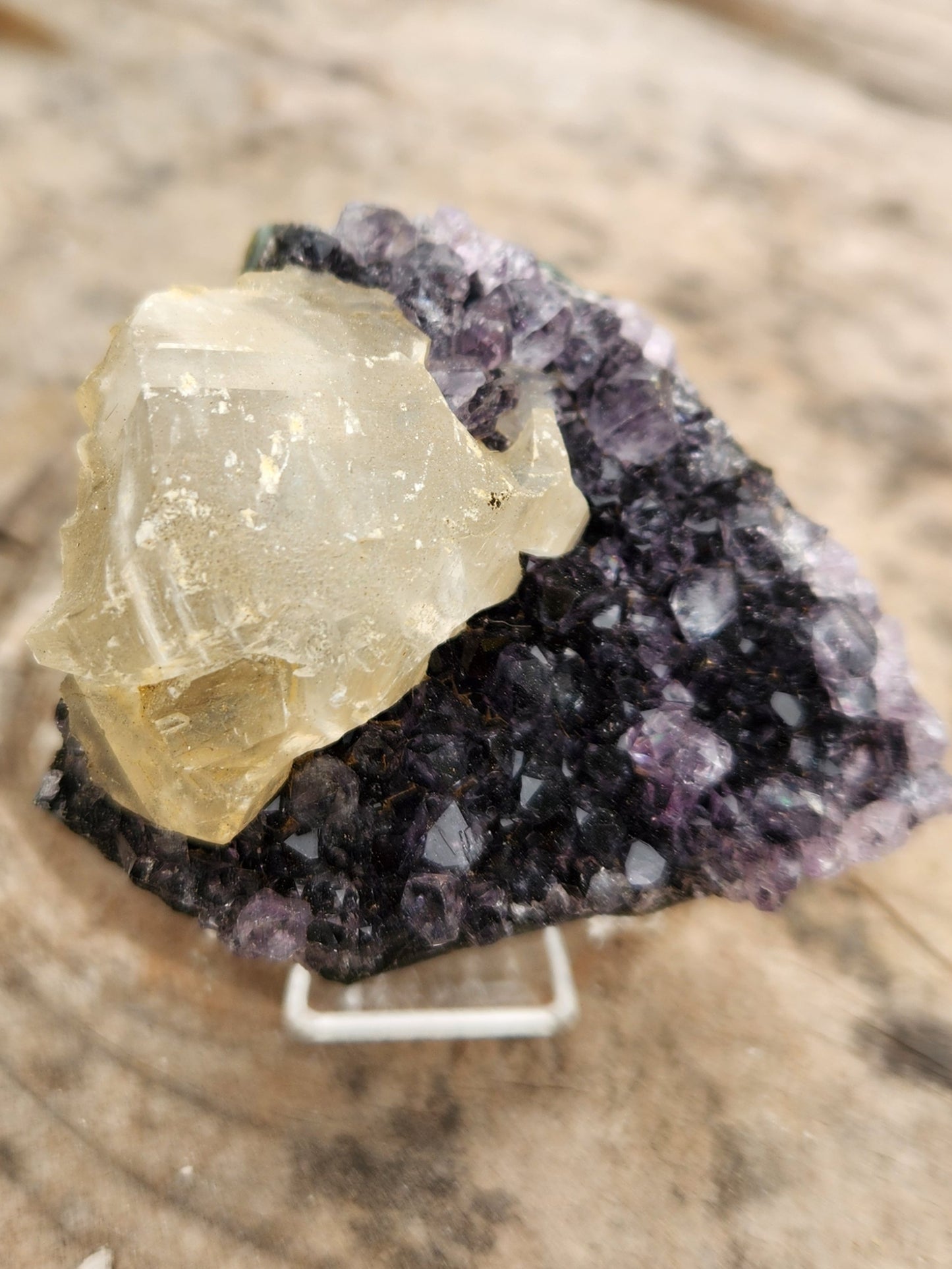 Stunning Dark Purple Brazil Amethyst with Large Calcite Crystal – Collector Grade Healing Stone for Home Décor & Energy Work