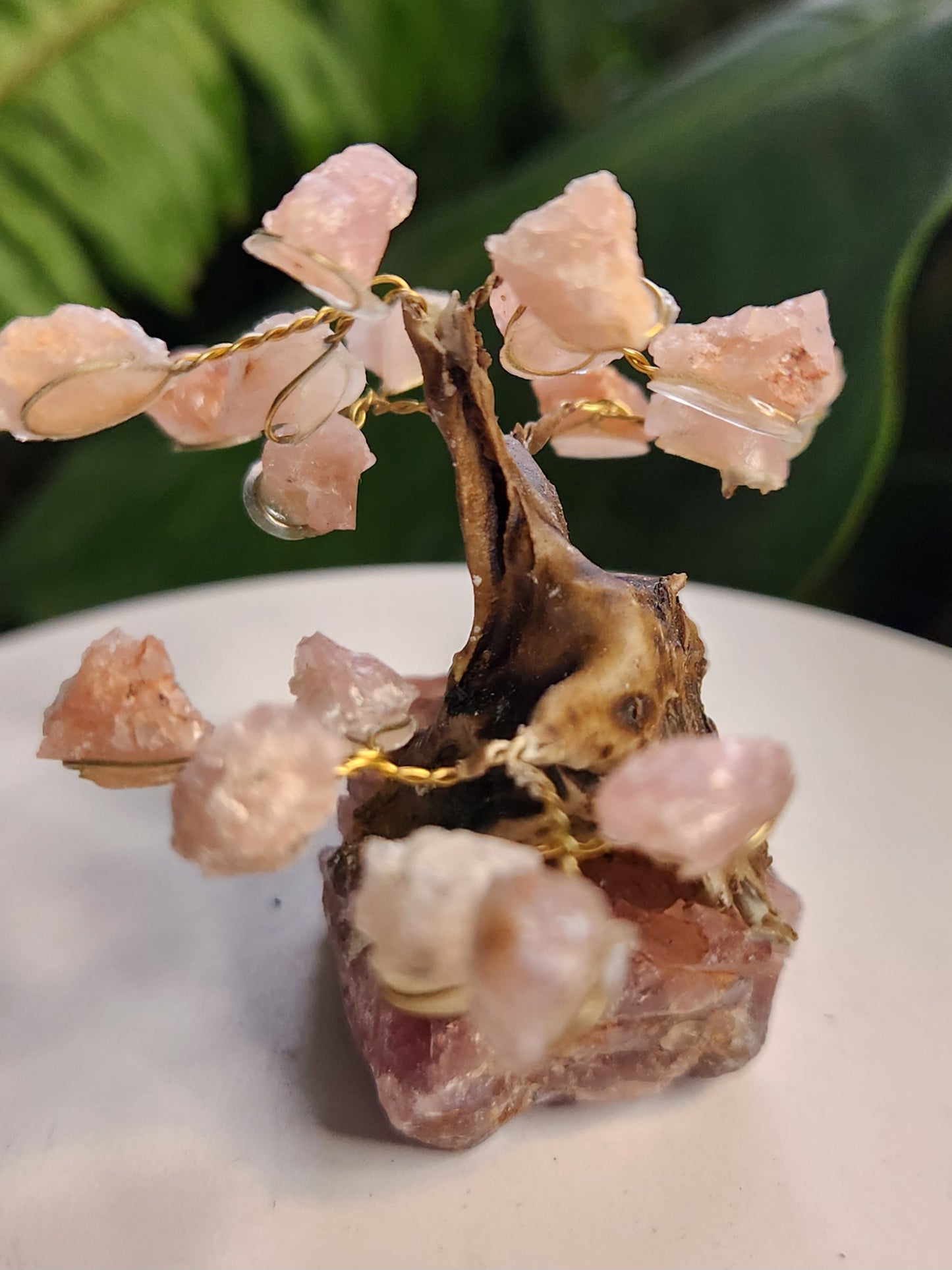 Handmade Rose Quartz Crystal Tree on Rose Quartz Base | Natural Pink Quartz Gemstone Tree | Love & Healing Crystal Decor