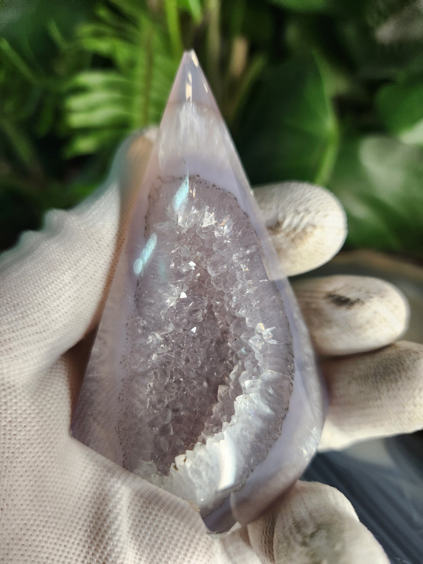 Agate Geode Tower • Diamond Shaped Druzy Point • Natural Quartz Geode • Collector Mineral & Crystal Healing Décor