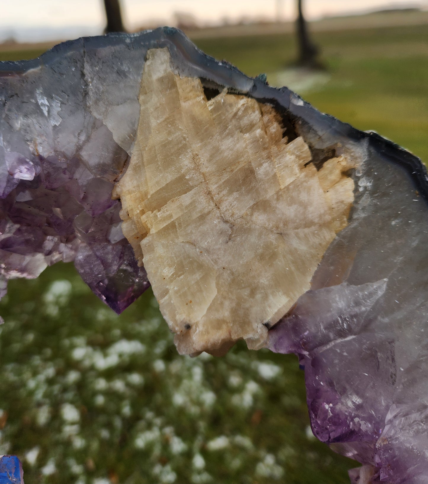 Powerful Amethyst Portal – with Large Calcite Inclusion - Gateway to Higher Realms, Calming Serenity & Emotional Balance Crystal