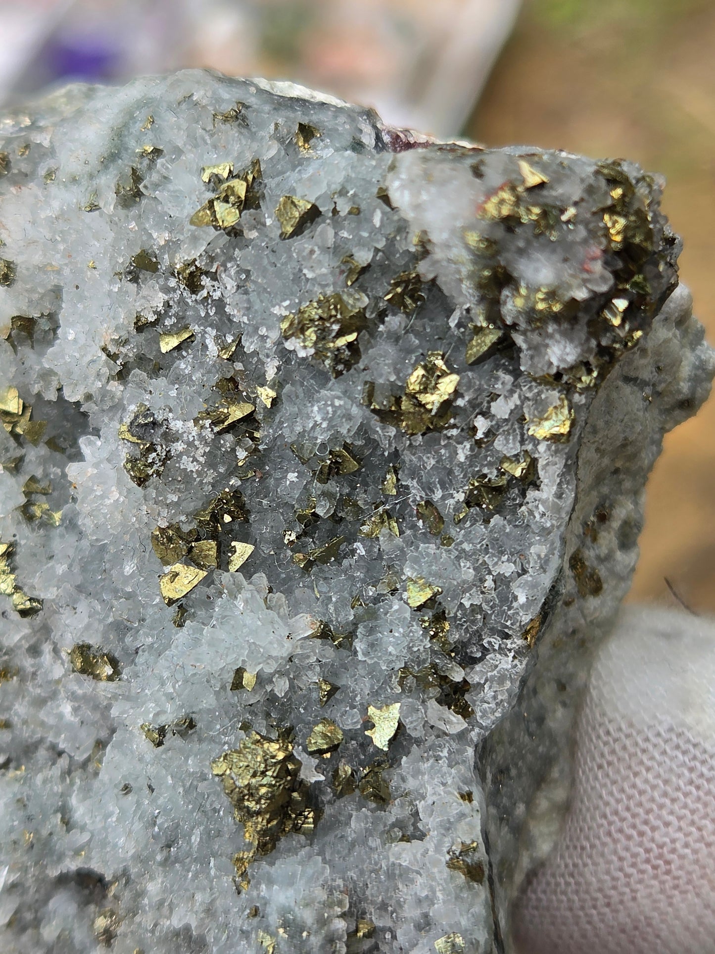 Chalcopyrite on Quartz Crystal Cluster | Natural Golden Pyrite Chalcopyrite