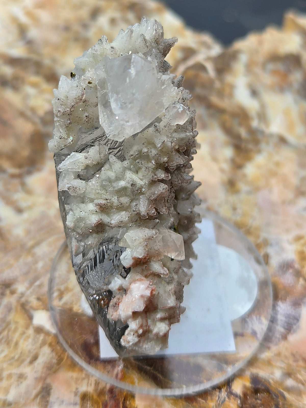 Calcite with Pyrite & Dogtooth Calcite Crystal Cluster