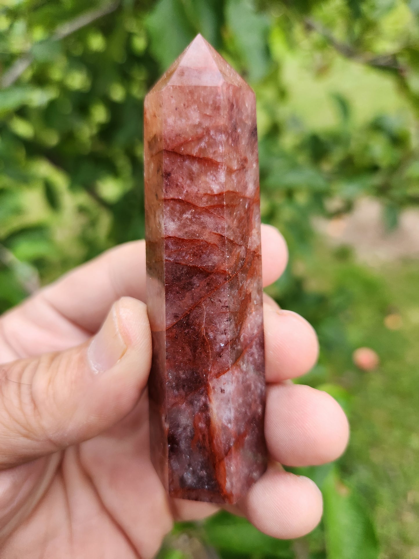 Fire Quartz Tower - Highly Valued Combined Healing Properties of Quartz and Hematite.