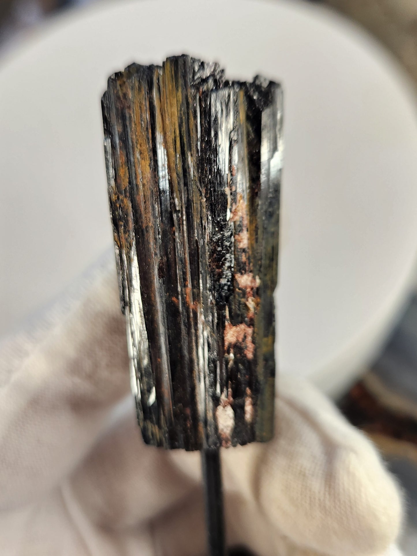 Black Tourmaline Crystal on Stand | Natural Schorl Tourmaline | Grounding Protection Stone