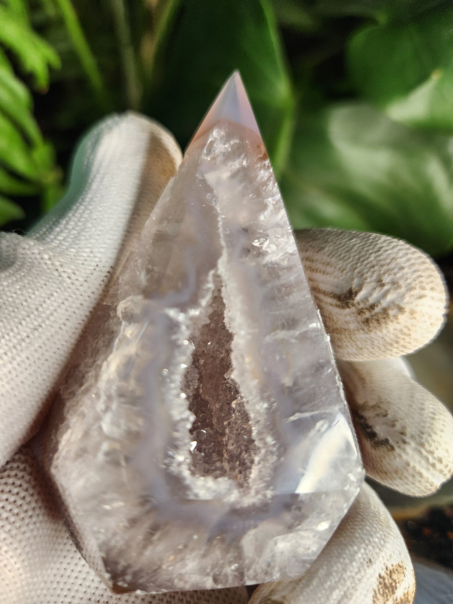 Agate Geode Tower • Diamond Shaped Druzy Point • Natural Quartz Geode • Collector Mineral & Crystal Healing Décor