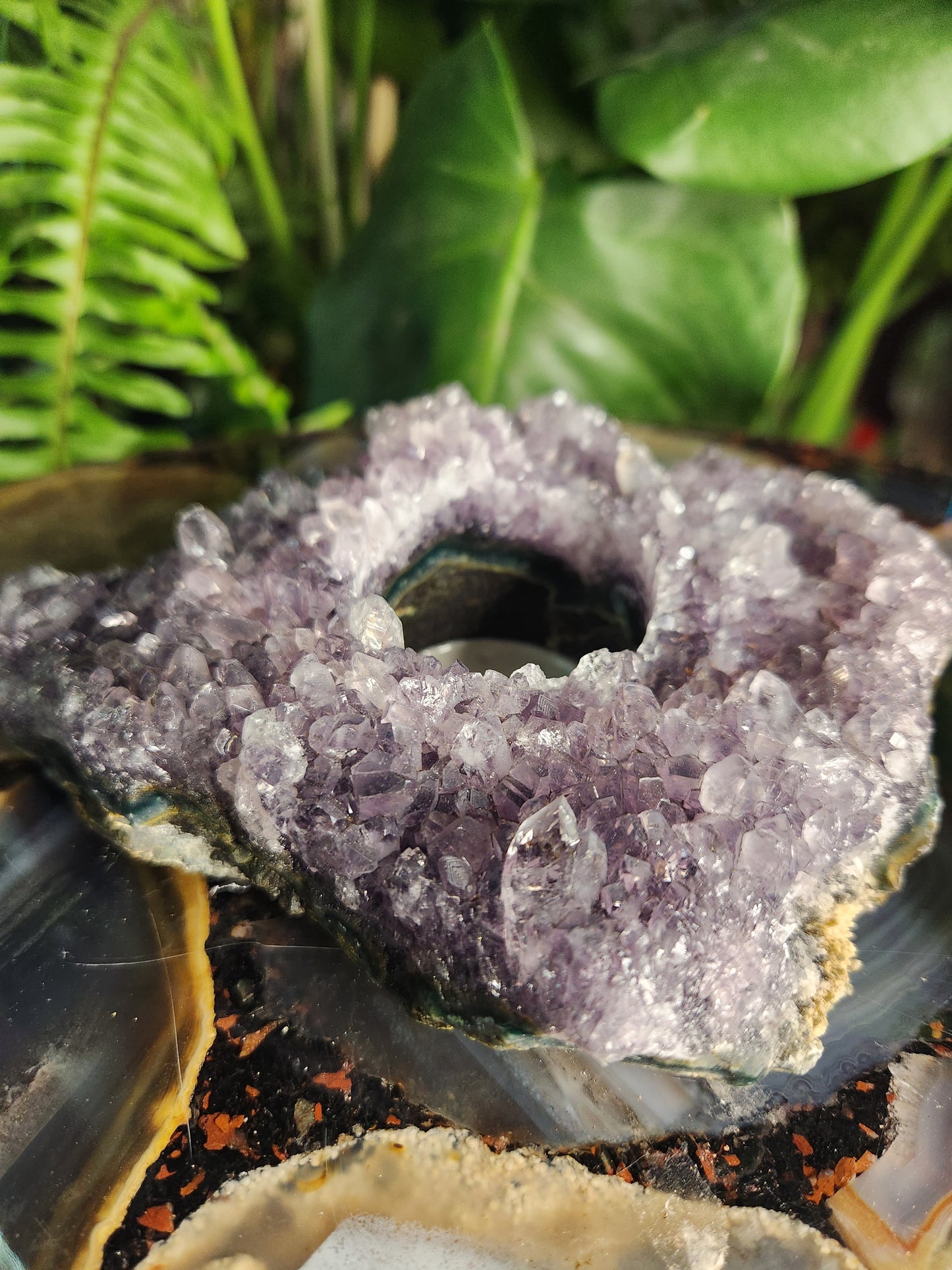 Brazil Amethyst Cluster Tealight Candle Holder – Premium Natural Geode