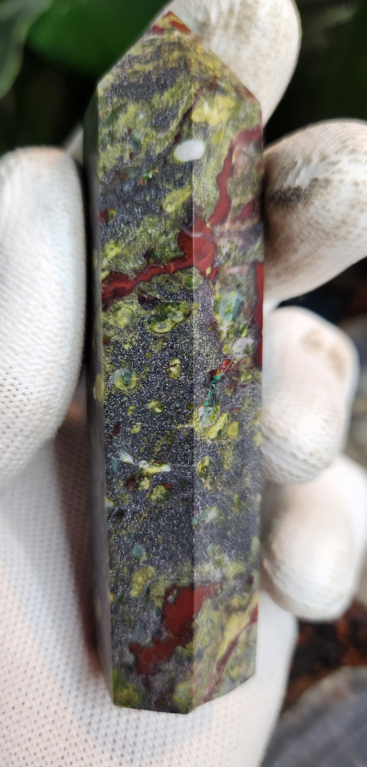 Dragon Blood Jasper Tower | Epidote & Piemontite Crystal Point | Strength, Vitality & Grounding Stone