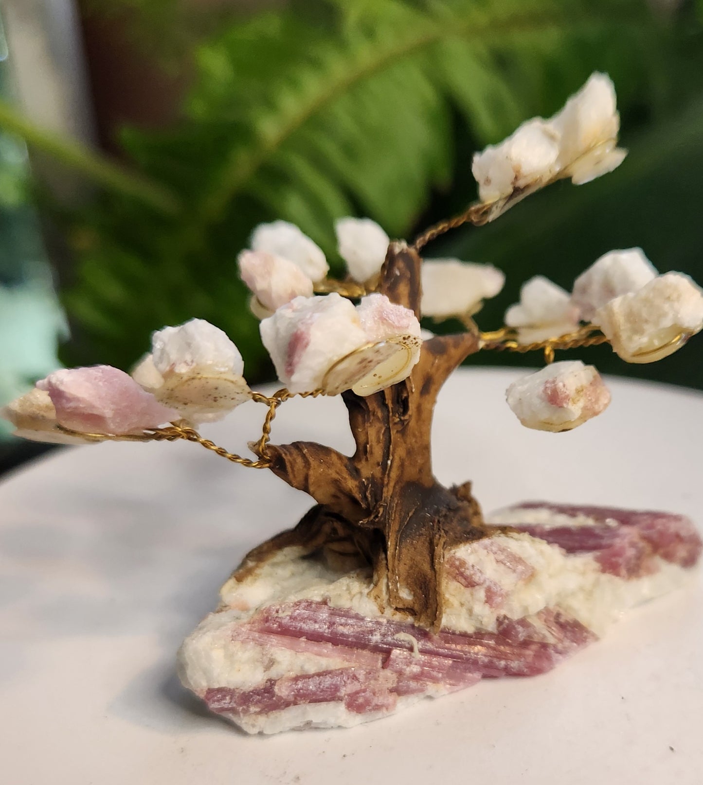 Handmade Pink Tourmaline in White Calcite Crystal Tree | Natural Heart Healing Gemstone Tree | Love & Emotional Balance Decor