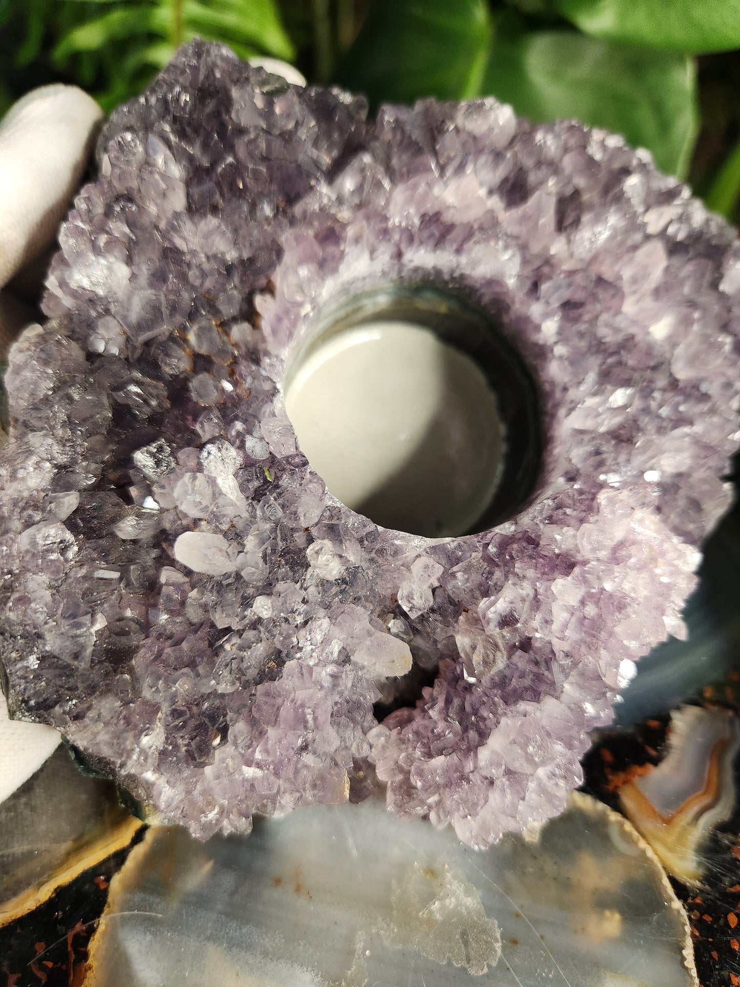 Brazil Amethyst Cluster Tealight Candle Holder – Premium Natural Geode