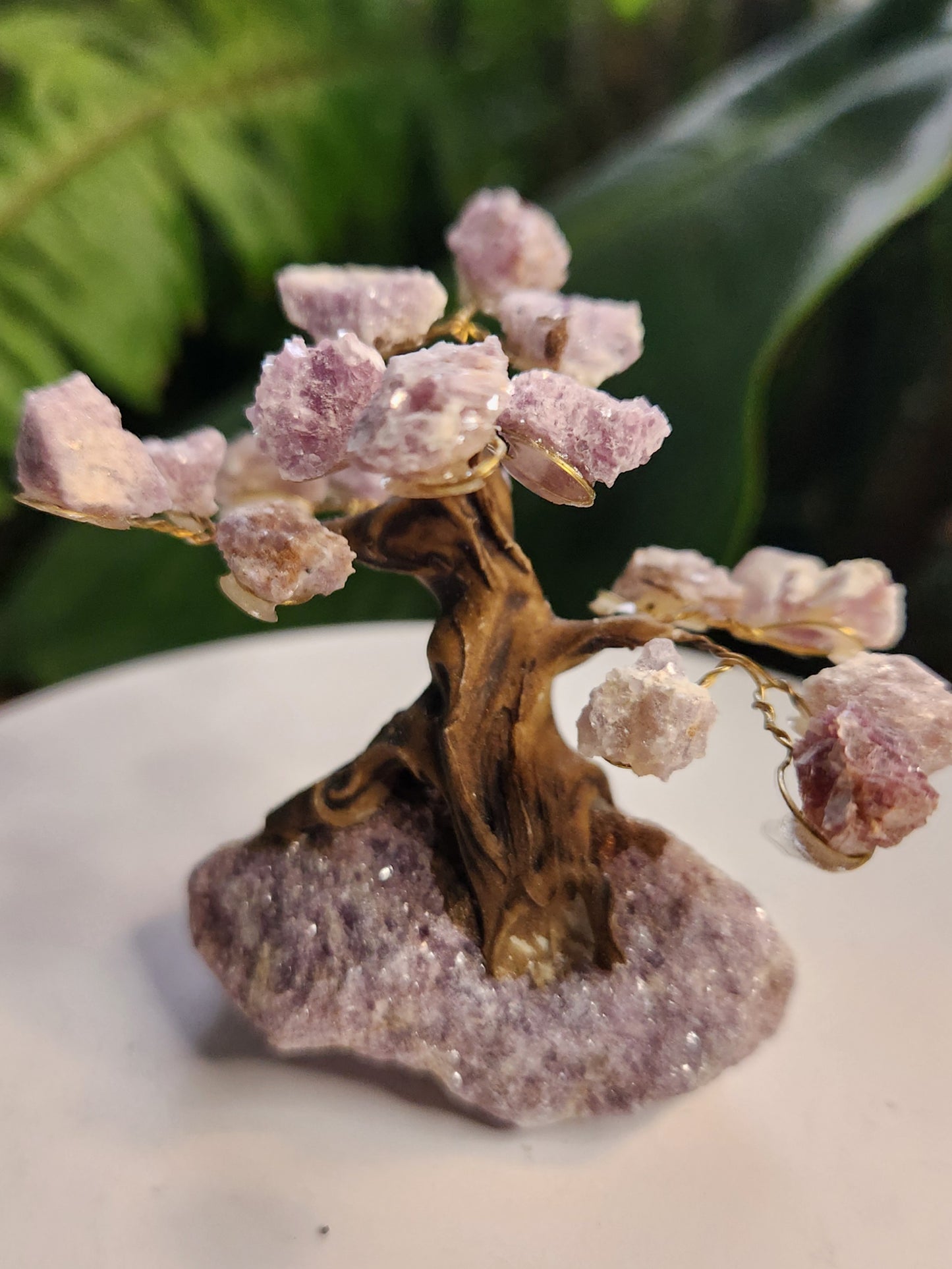 Handmade Lepidolite (Lithium Mica) Crystal Tree on Lepidolite Base | Natural Purple Lithium Mica Gemstone Tree | Calming Crystal Decor