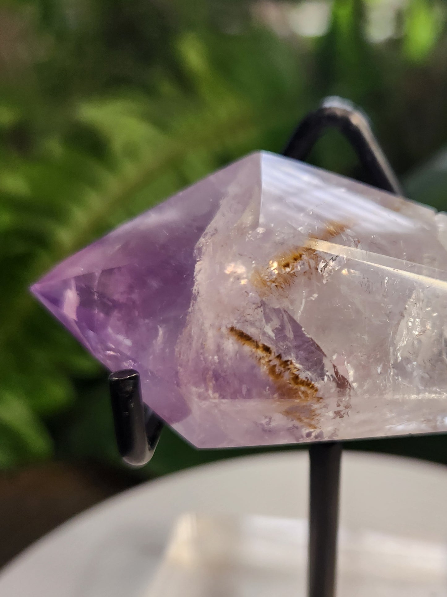 Natural Amethyst Crystal Point with Inclusions – Polished Amethyst Generator