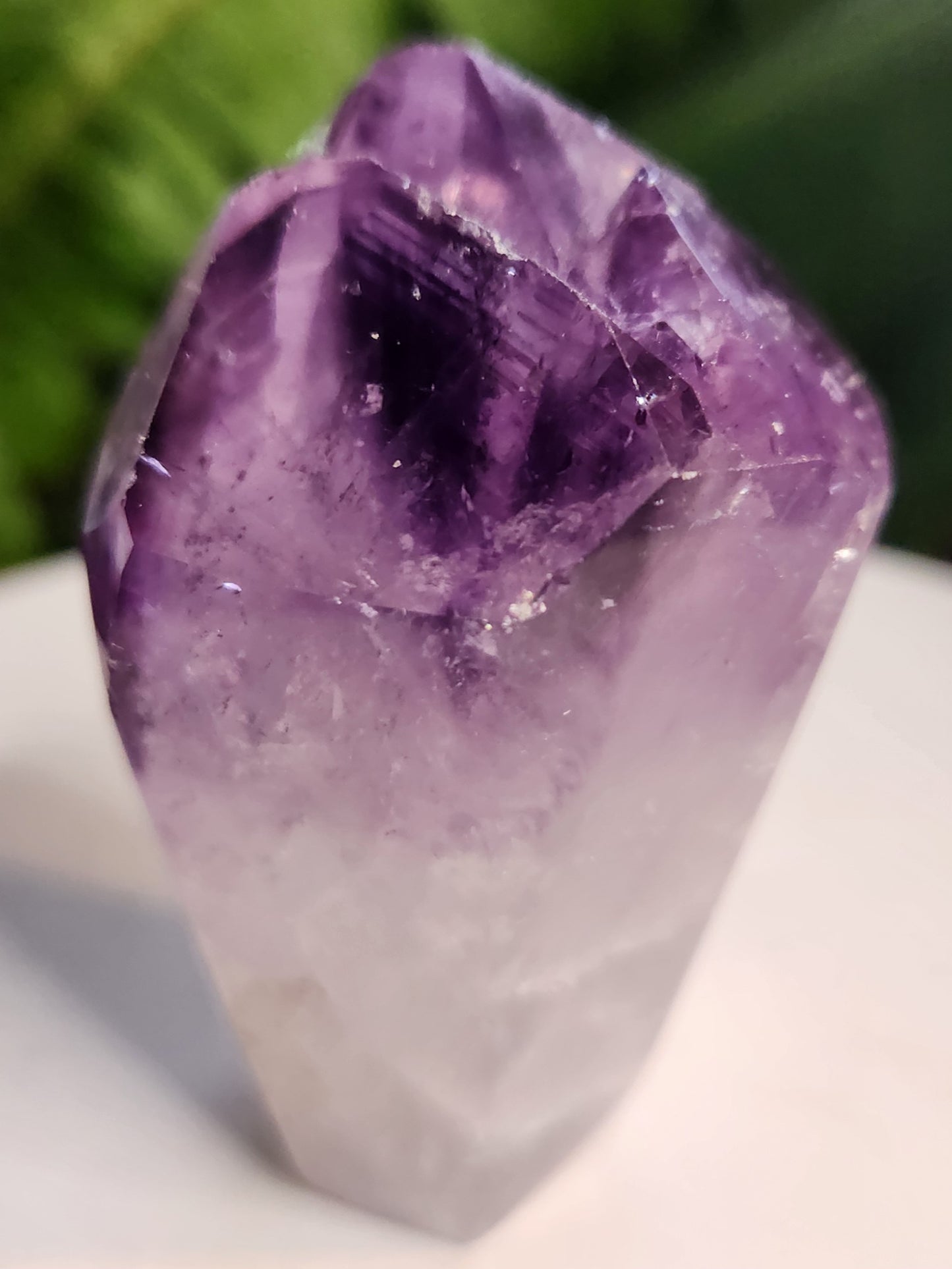 Natural Amethyst Crystal Point – Polished Amethyst Tower with Rainbow