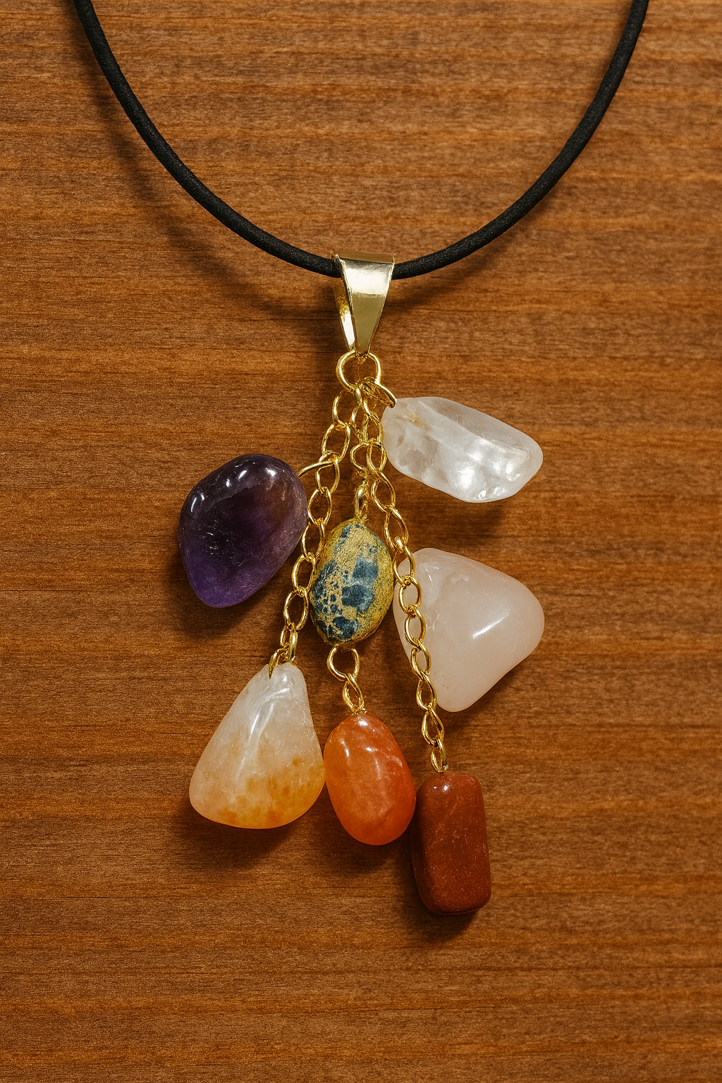7 Chakra Crystal Pendant – Multi-Stone Healing Necklace with Amethyst, Citrine, Rose Quartz & More – Energy Balance Gemstone Jewelry