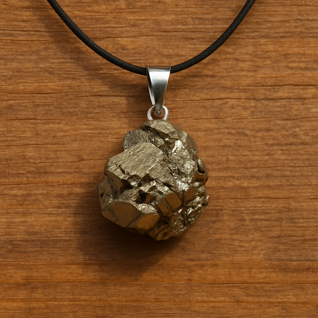 Natural Pyrite Pendant Necklace • Raw Stone Energy Jewelry • Confidence & Protection Gift for Men or Women