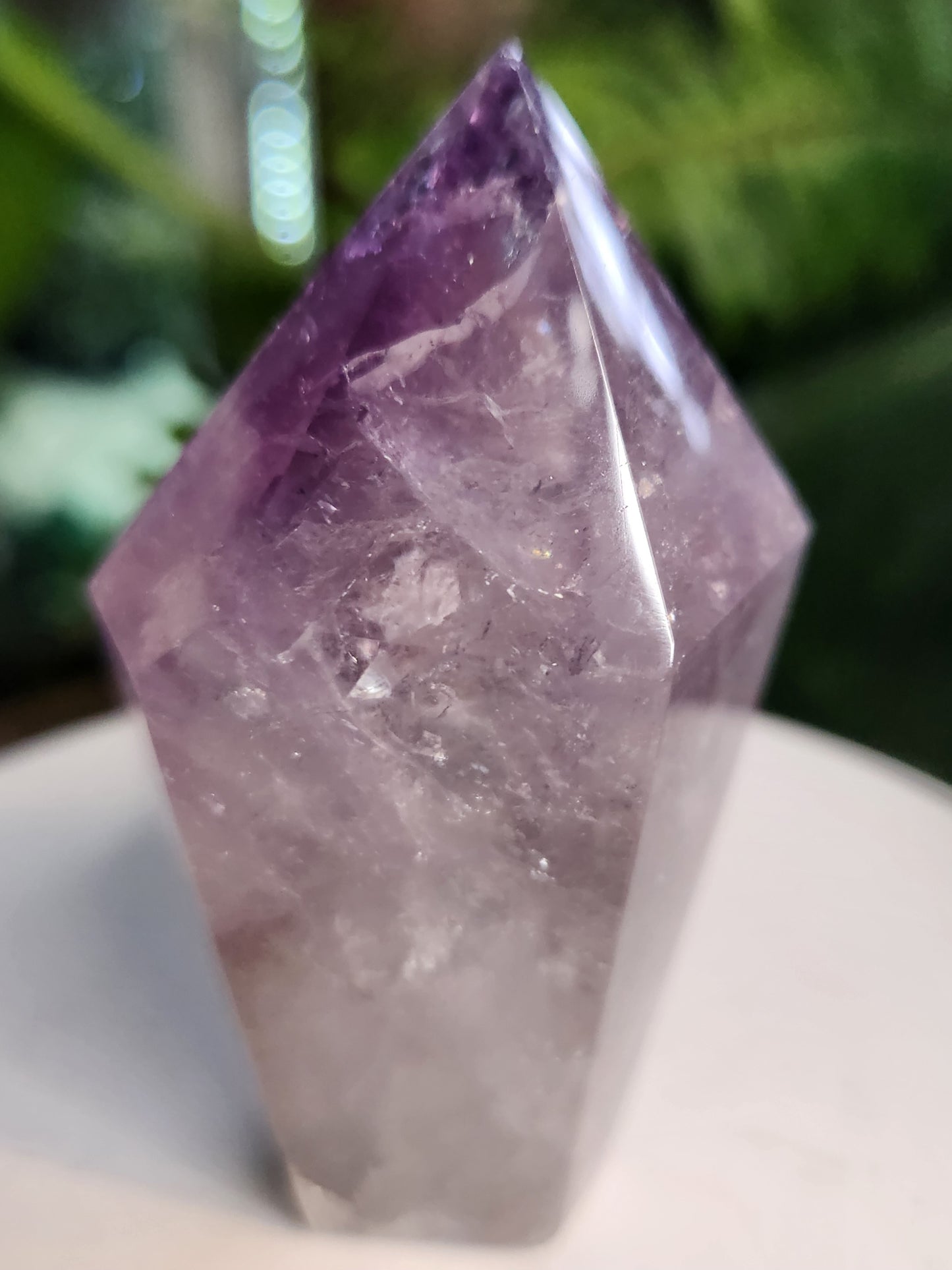 Natural Amethyst Crystal Point – Polished Amethyst Tower with Rainbow