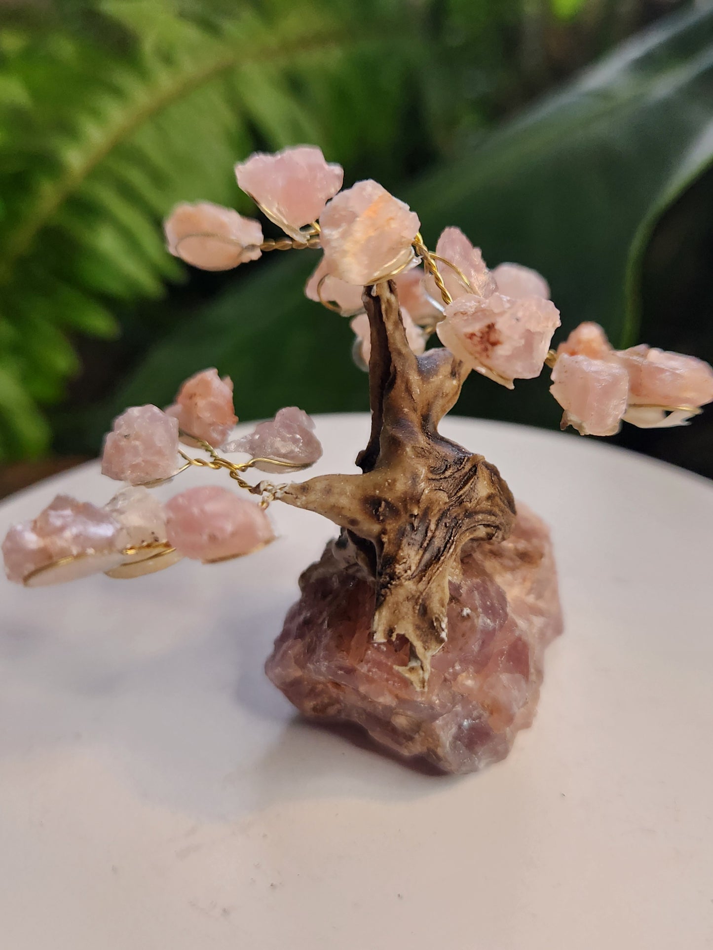 Handmade Rose Quartz Crystal Tree on Rose Quartz Base | Natural Pink Quartz Gemstone Tree | Love & Healing Crystal Decor