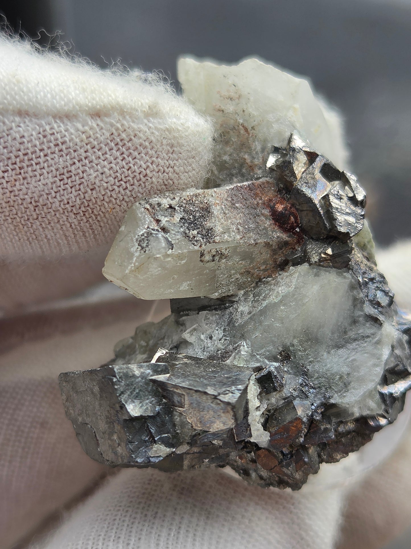 Arsenopyrite on Quartz Crystal Cluster | Metallic Arsenopyrite Mineral Specimen
