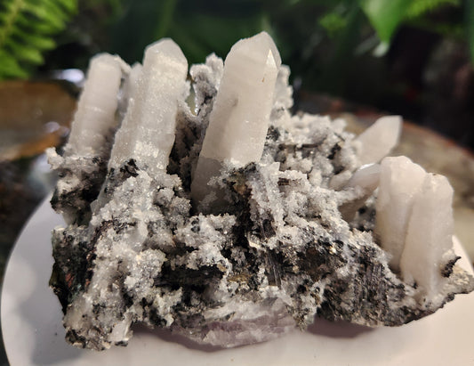 Candle Quartz Cluster with Calcite & Galena – Inner Mongolia 
A rare, dramatic, multi-mineral specimen perfect for collectors, healers & display.