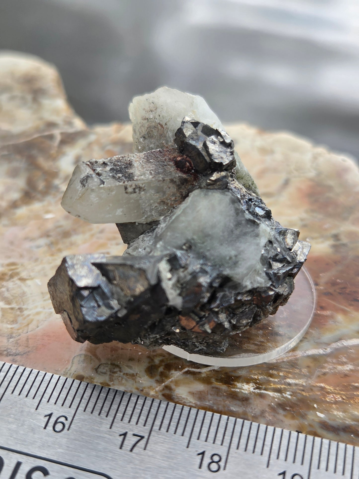 Arsenopyrite on Quartz Crystal Cluster | Metallic Arsenopyrite Mineral Specimen