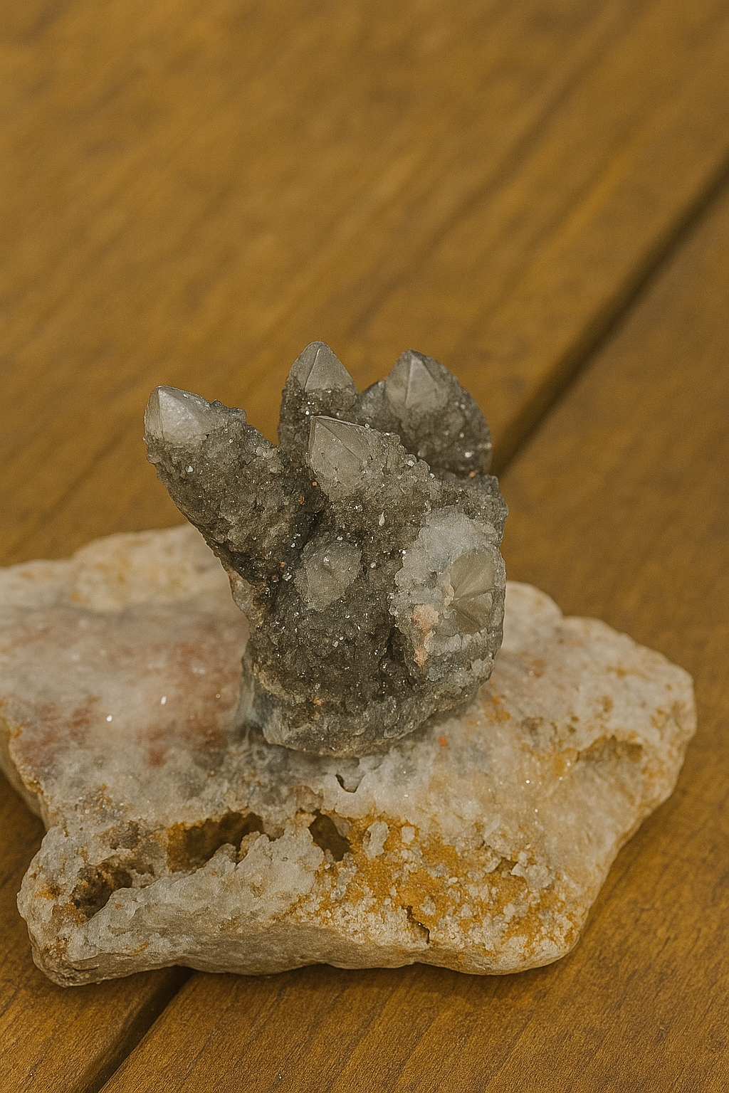 Natural Spirit Quartz Cluster on Matrix – Sparkling Druzy Crystal Points | Rare Cactus Quartz | Harmony, Cleansing & Higher Vibration Stone