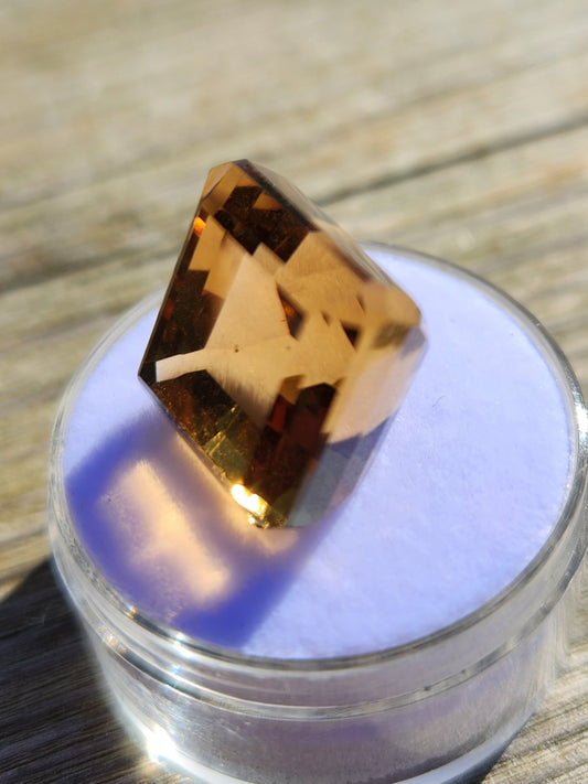 Natural Unheated Yellow Citrine 17.79 Carat Octagon Cut Gemstone from Brazil – Genuine Golden Citrine for Jewelry, Collector, or Healing Crystal Use