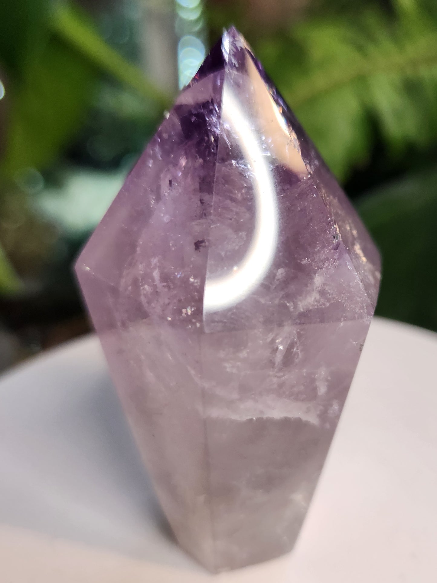 Natural Amethyst Crystal Point – Polished Amethyst Tower with Rainbow