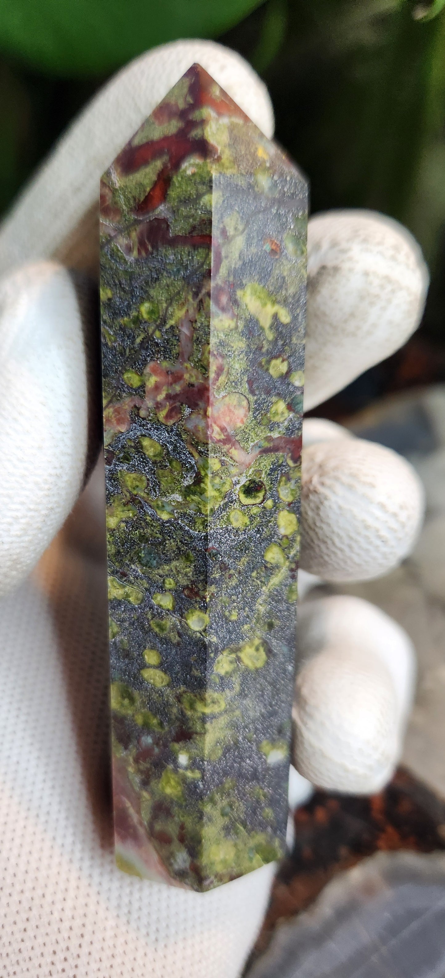 Dragon Blood Jasper Tower | Epidote & Piemontite Crystal Point | Strength, Vitality & Grounding Stone
